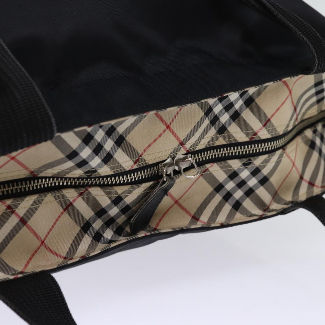 BurberrySs Nova Check Blue Label Hand Bag Nylon Black Auth bs14212