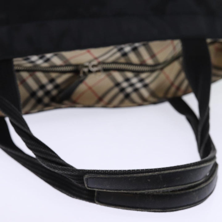 BurberrySs Nova Check Blue Label Hand Bag Nylon Black Auth bs14212