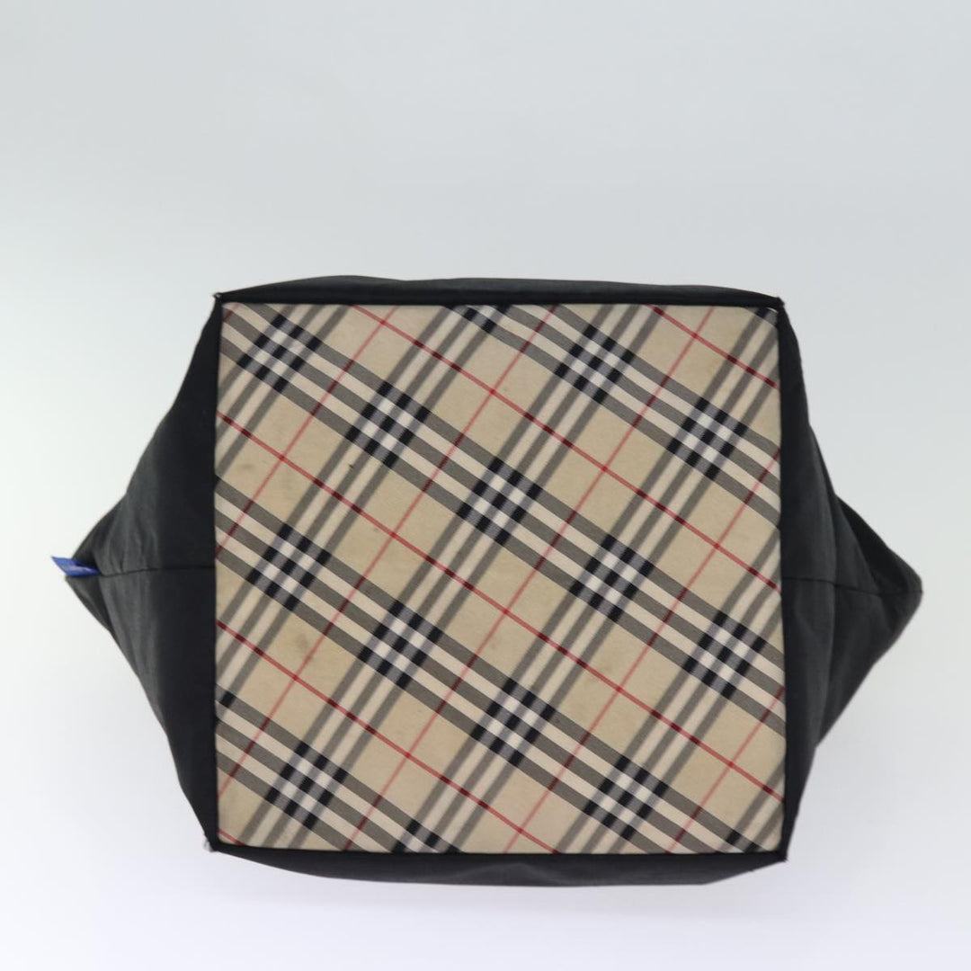 BurberrySs Nova Check Blue Label Hand Bag Nylon Black Auth bs14212