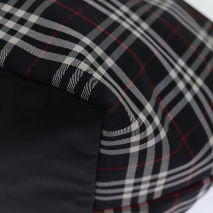 BurberrySs Nova Check Blue Label Tote Bag Nylon Black White Auth bs14251