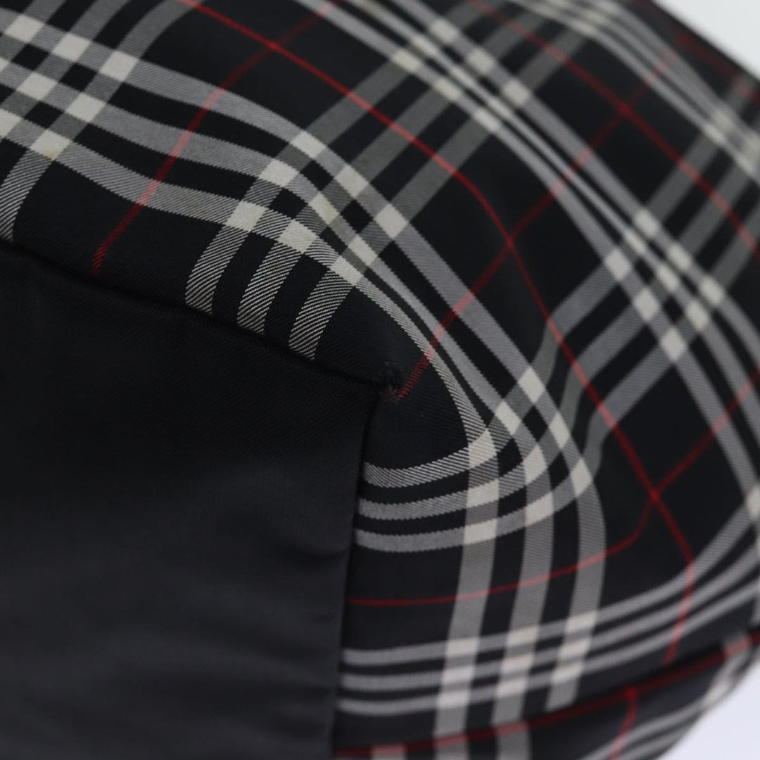 Top Quality BurberrySs Nova Check Blue Label Tote Bag Nylon Black White Auth bs14251