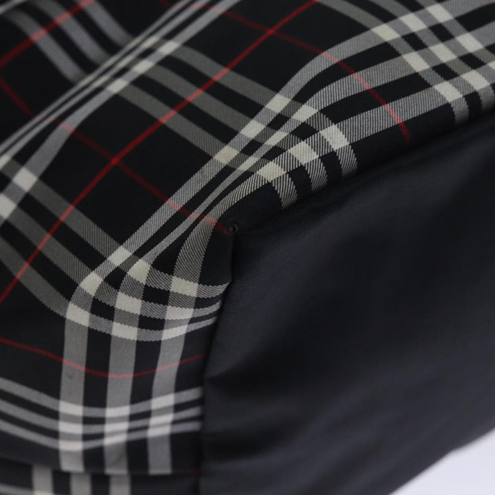 Top Quality BurberrySs Nova Check Blue Label Tote Bag Nylon Black White Auth bs14251