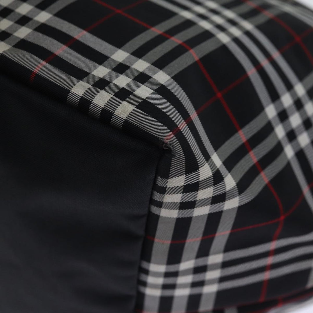BurberrySs Nova Check Blue Label Tote Bag Nylon Black White Auth bs14251