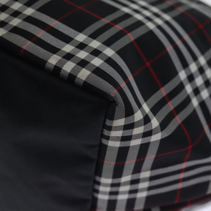 BurberrySs Nova Check Blue Label Tote Bag Nylon Black White Auth bs14251