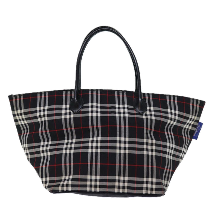 BurberrySs Nova Check Blue Label Tote Bag Nylon Black White Auth bs14251