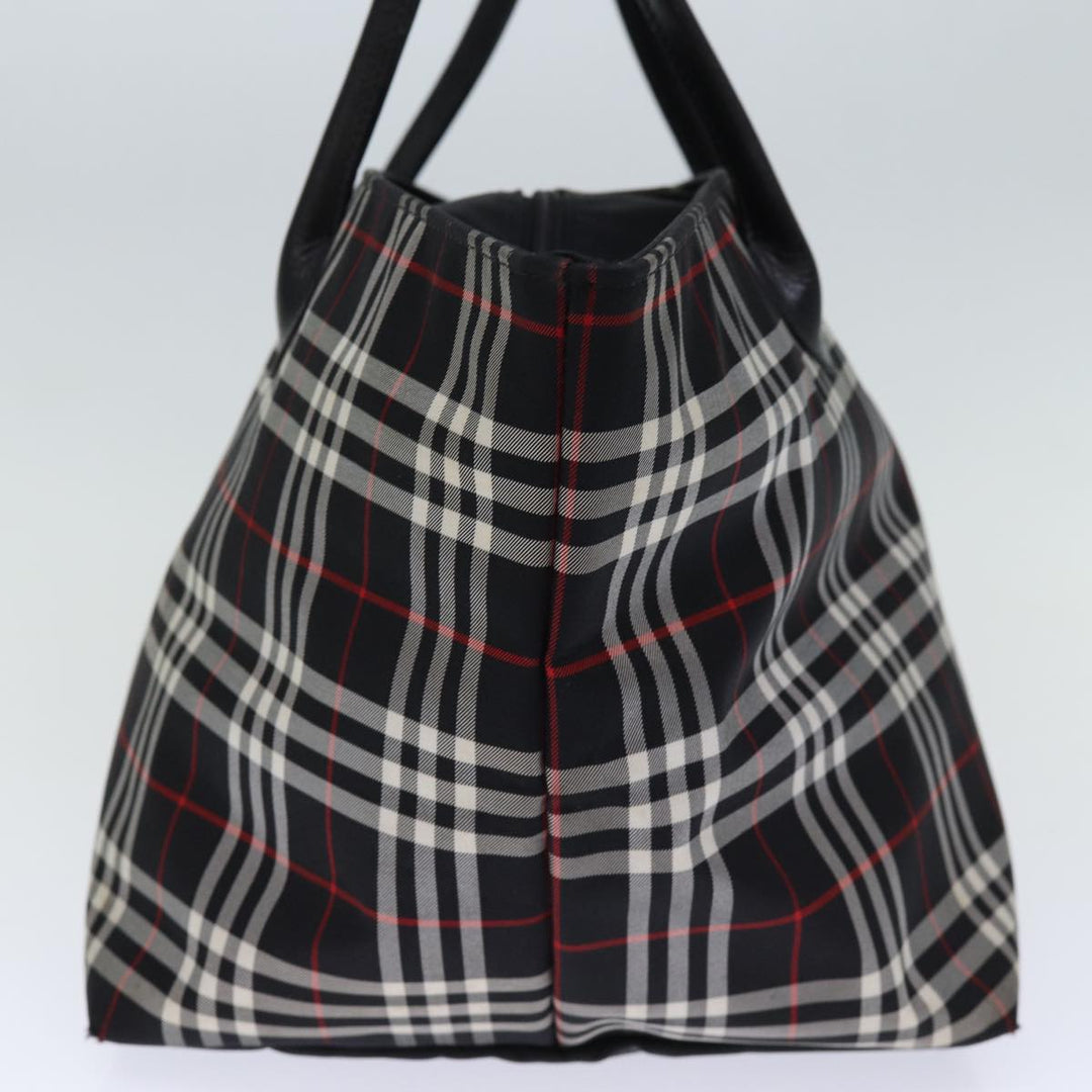 BurberrySs Nova Check Blue Label Tote Bag Nylon Black White Auth bs14251