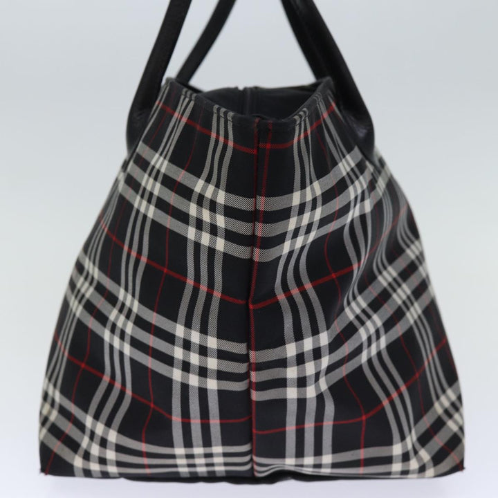 BurberrySs Nova Check Blue Label Tote Bag Nylon Black White Auth bs14251