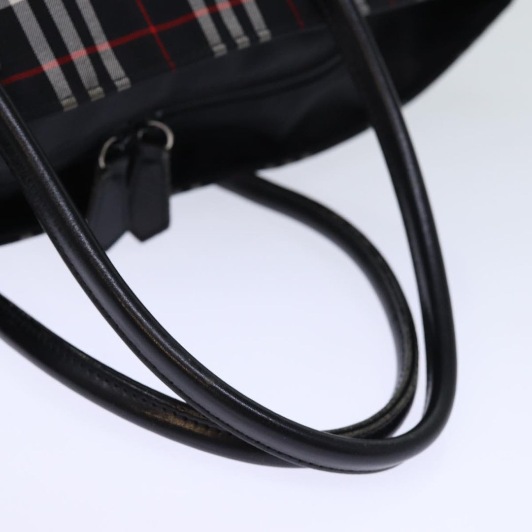 BurberrySs Nova Check Blue Label Tote Bag Nylon Black White Auth bs14251