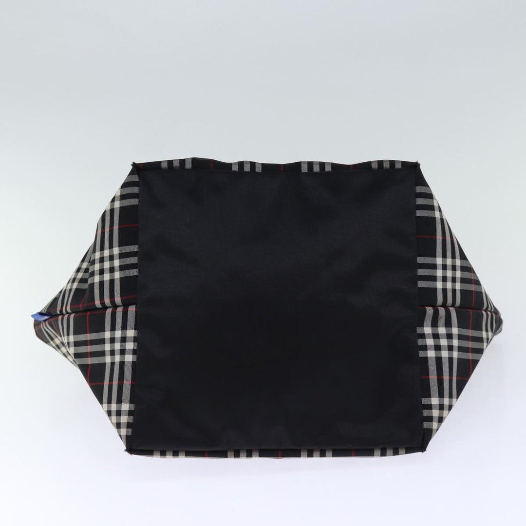 BurberrySs Nova Check Blue Label Tote Bag Nylon Black White Auth bs14251