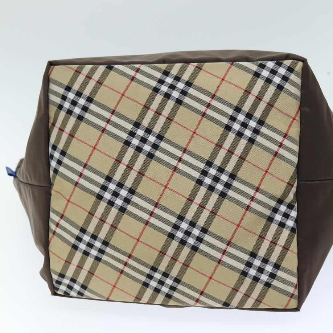 BurberrySs Blue Label Nova Check Tote Bag Nylon Brown Auth bs14252