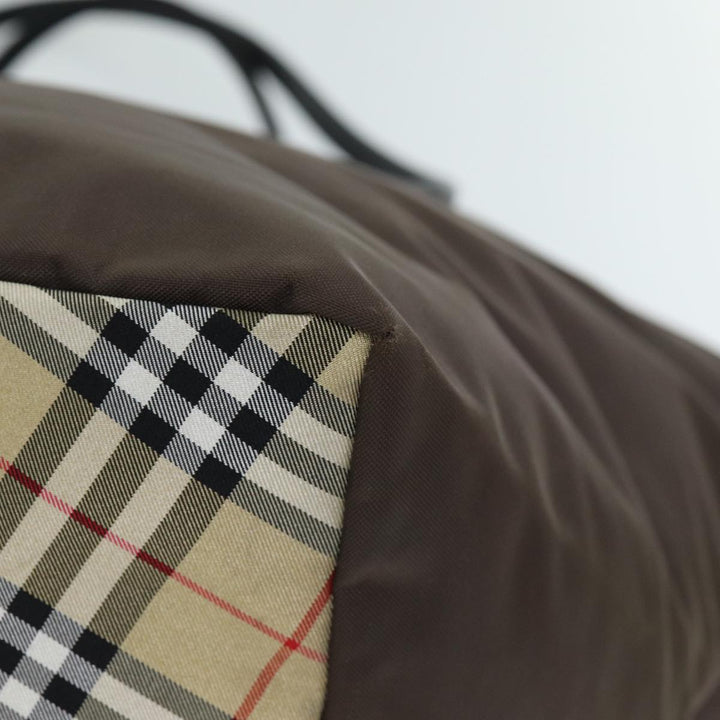 BurberrySs Blue Label Nova Check Tote Bag Nylon Brown Auth bs14252