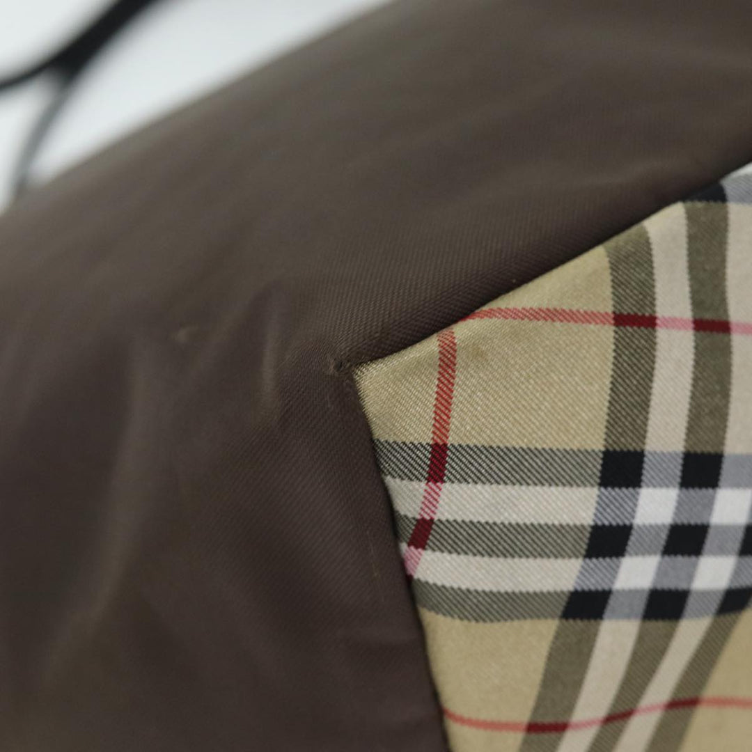BurberrySs Blue Label Nova Check Tote Bag Nylon Brown Auth bs14252