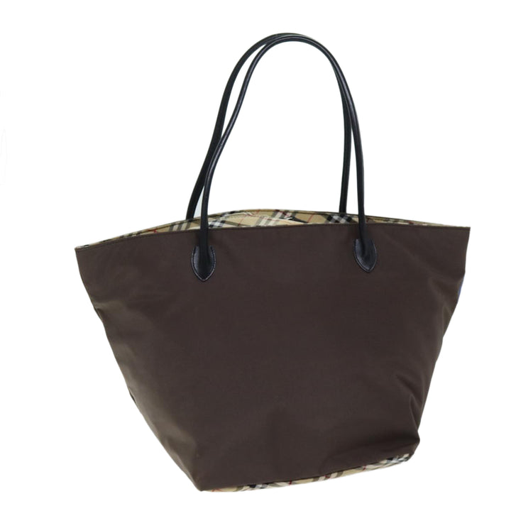 BurberrySs Blue Label Nova Check Tote Bag Nylon Brown Auth bs14252