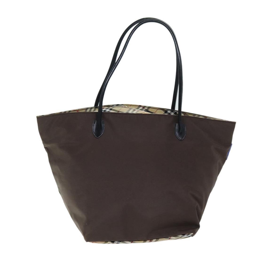 BurberrySs Blue Label Nova Check Tote Bag Nylon Brown Auth bs14252