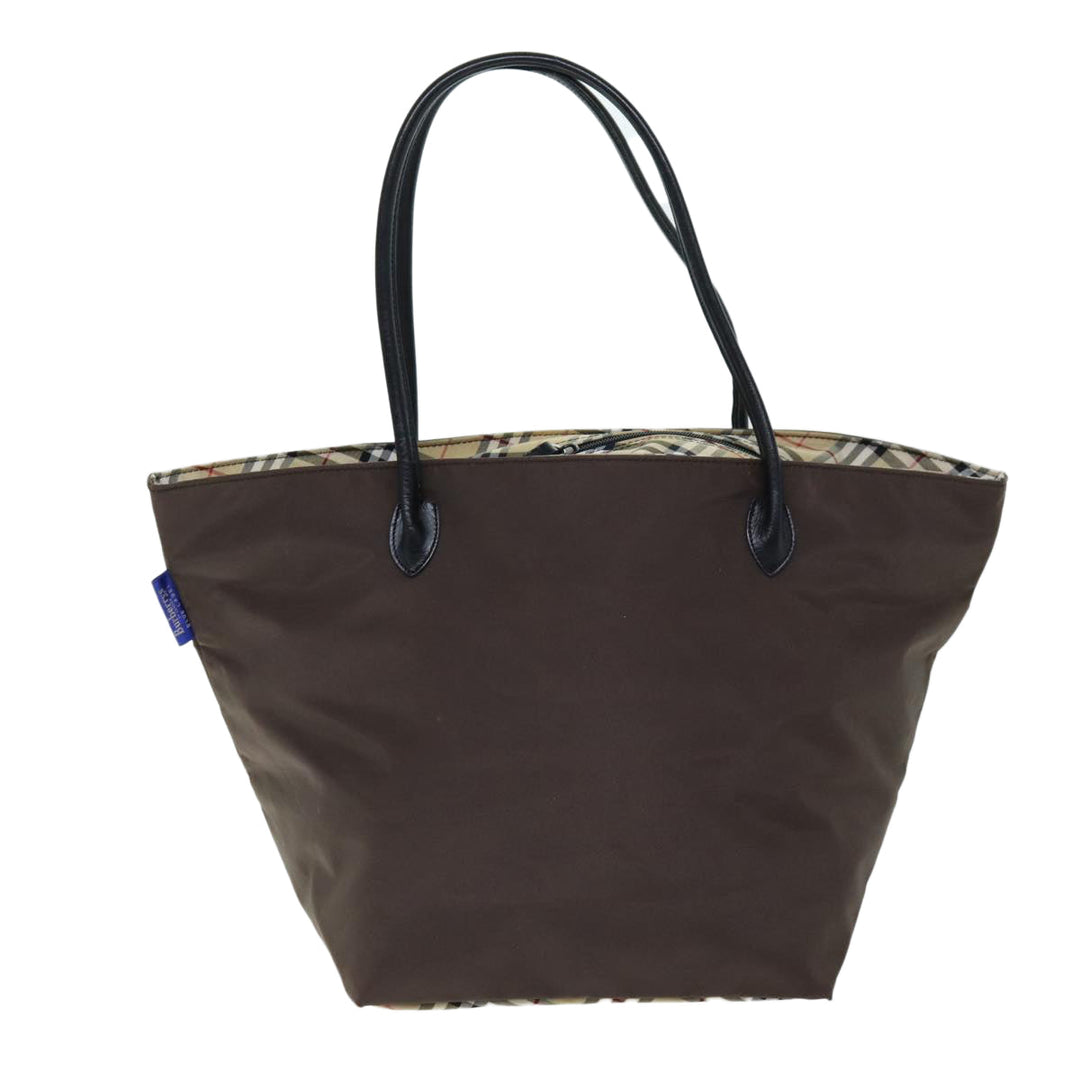 BurberrySs Blue Label Nova Check Tote Bag Nylon Brown Auth bs14252