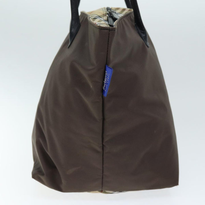BurberrySs Blue Label Nova Check Tote Bag Nylon Brown Auth bs14252