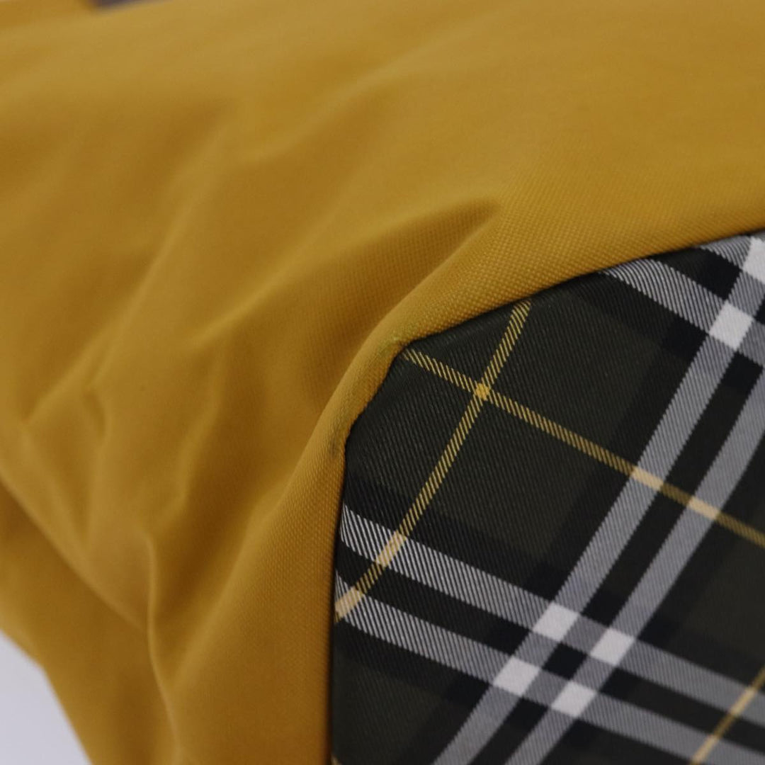 BurberrySs Nova Check Blue Label Hand Bag Nylon Yellow Auth bs14254