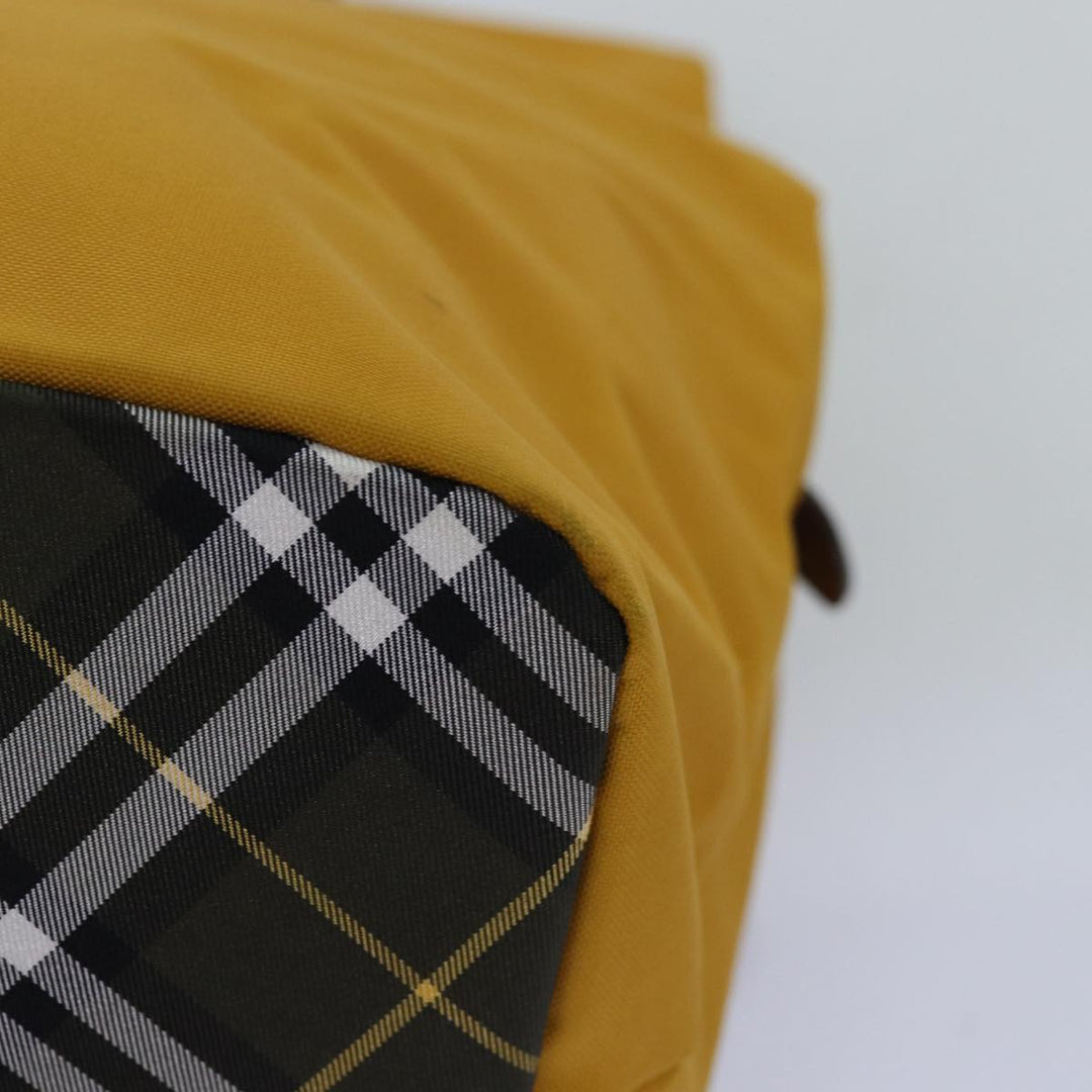 BurberrySs Nova Check Blue Label Hand Bag Nylon Yellow Auth bs14254