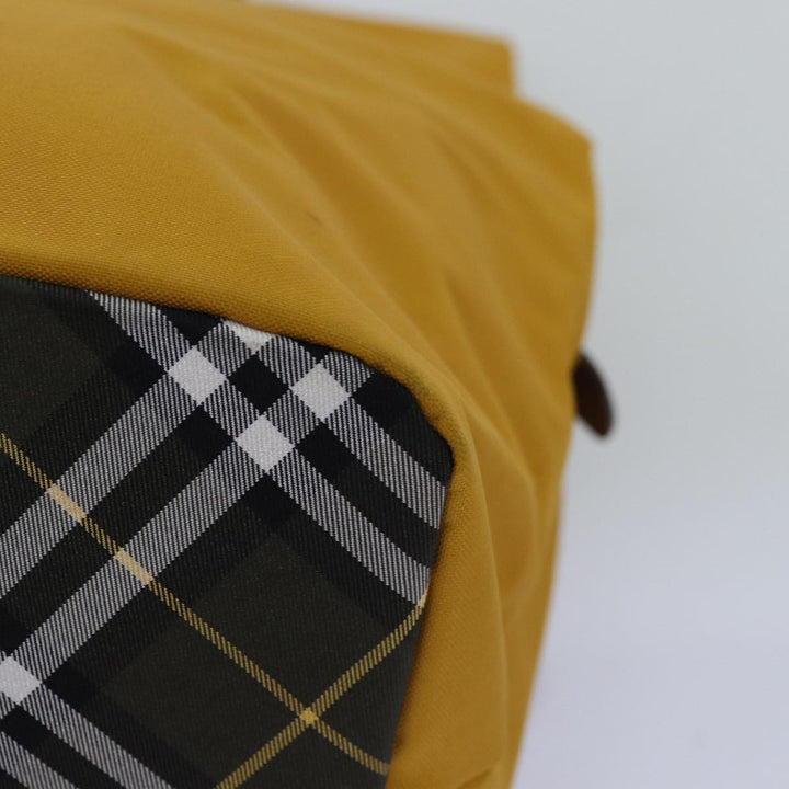 BurberrySs Nova Check Blue Label Hand Bag Nylon Yellow Auth bs14254