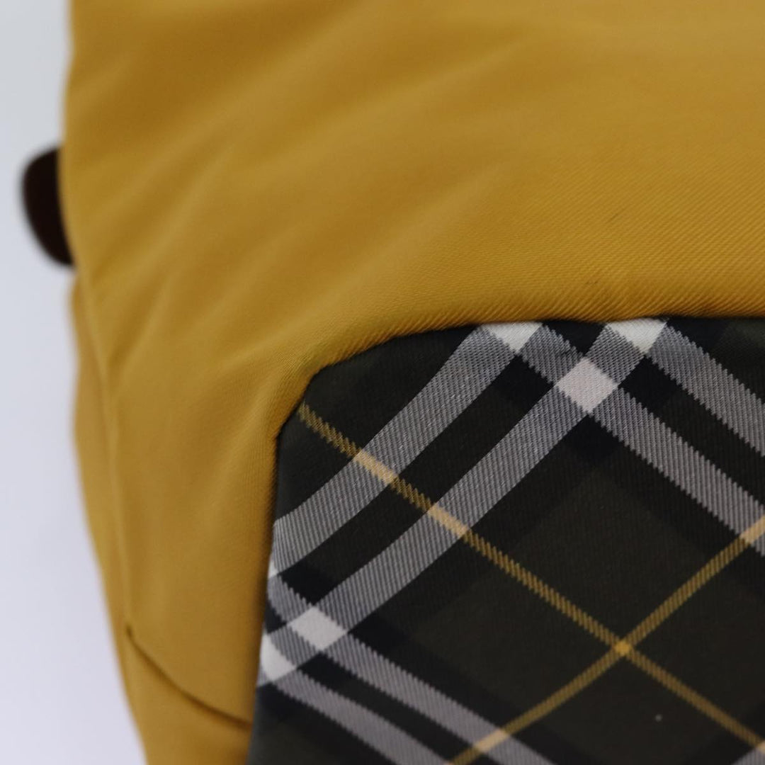 BurberrySs Nova Check Blue Label Hand Bag Nylon Yellow Auth bs14254