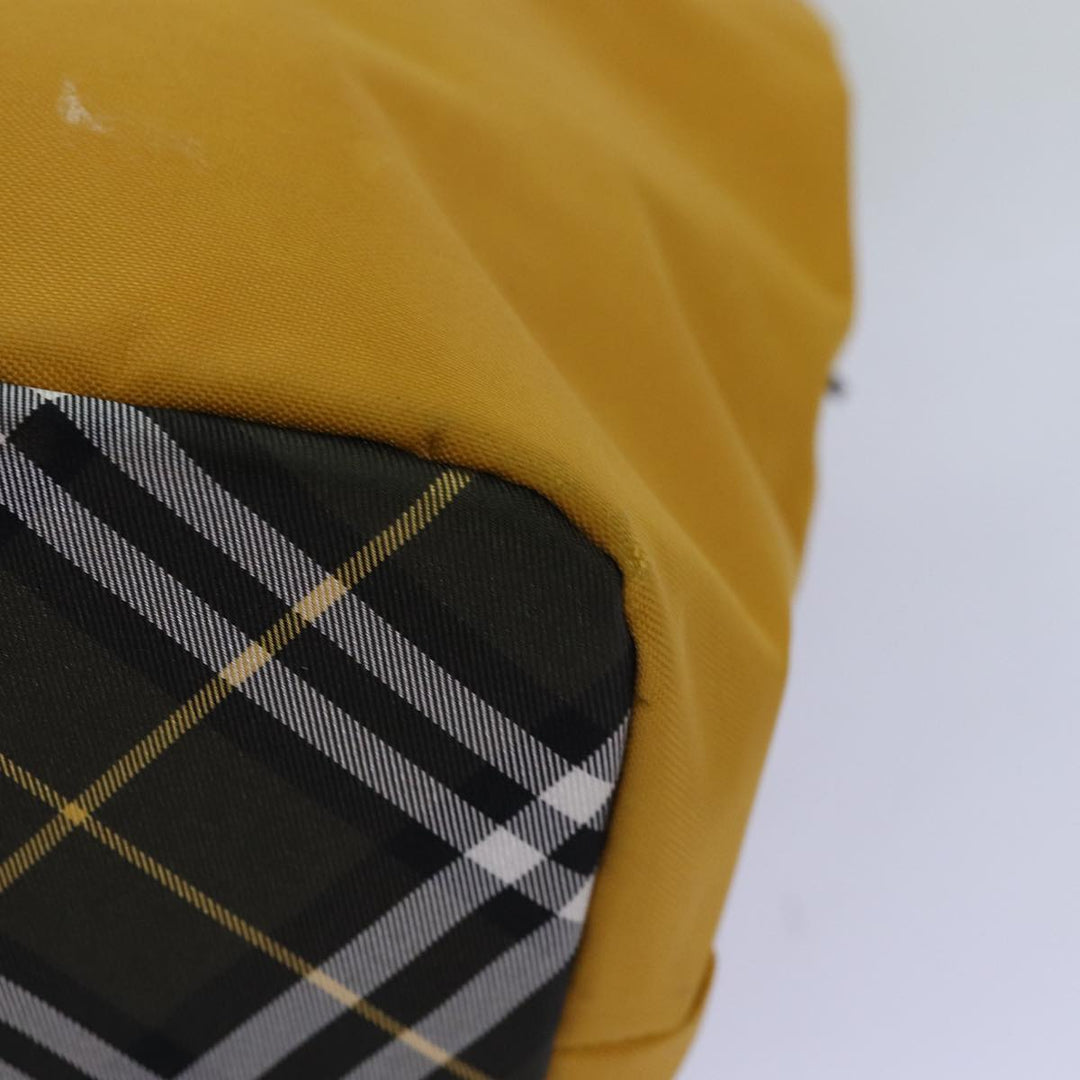 BurberrySs Nova Check Blue Label Hand Bag Nylon Yellow Auth bs14254
