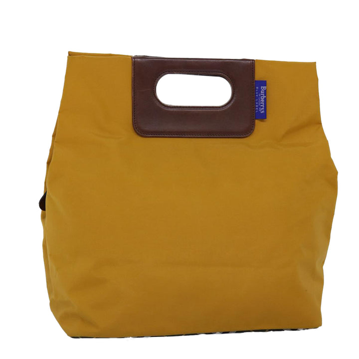 BurberrySs Nova Check Blue Label Hand Bag Nylon Yellow Auth bs14254