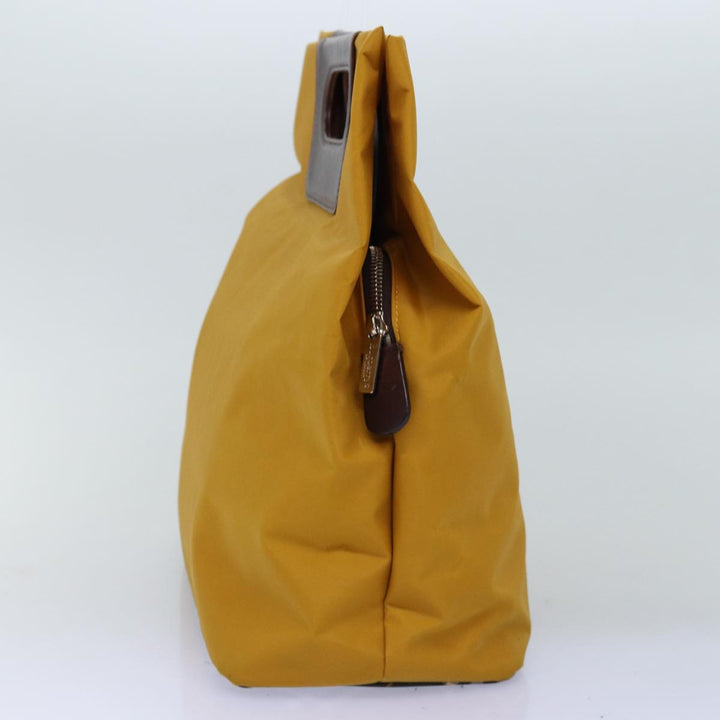BurberrySs Nova Check Blue Label Hand Bag Nylon Yellow Auth bs14254