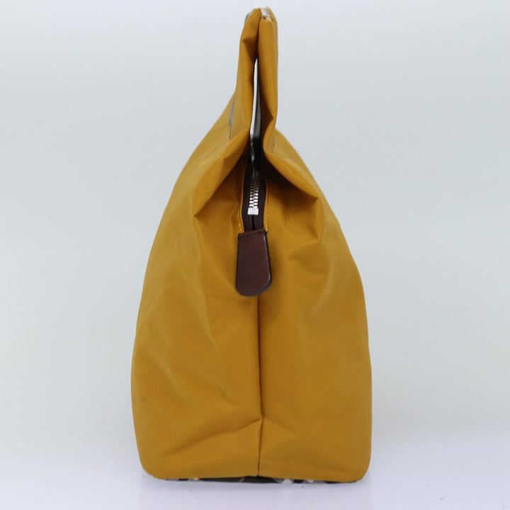 BurberrySs Nova Check Blue Label Hand Bag Nylon Yellow Auth bs14254