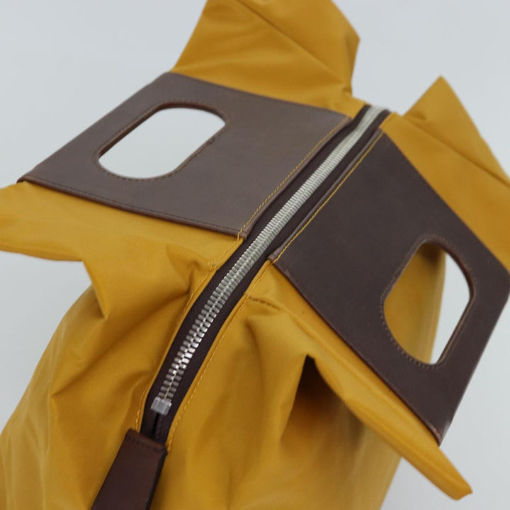 BurberrySs Nova Check Blue Label Hand Bag Nylon Yellow Auth bs14254