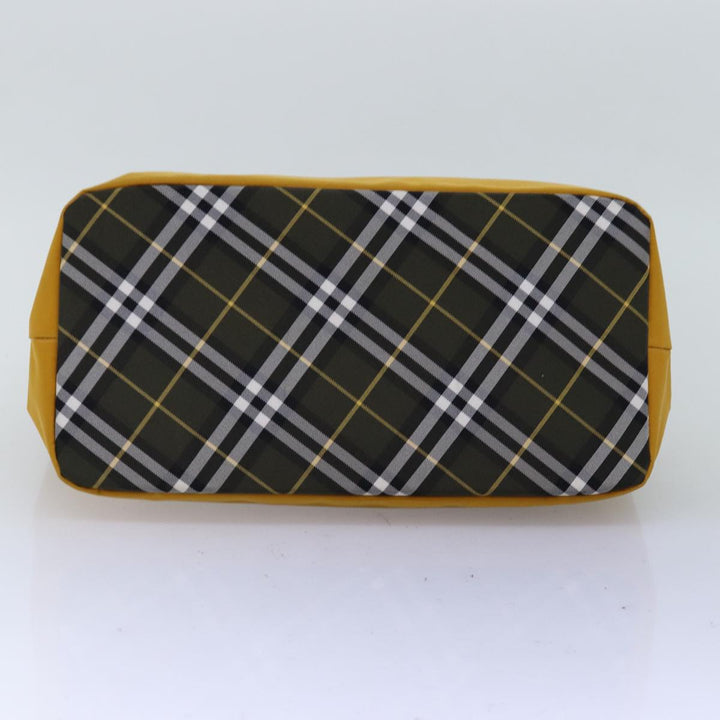 BurberrySs Nova Check Blue Label Hand Bag Nylon Yellow Auth bs14254
