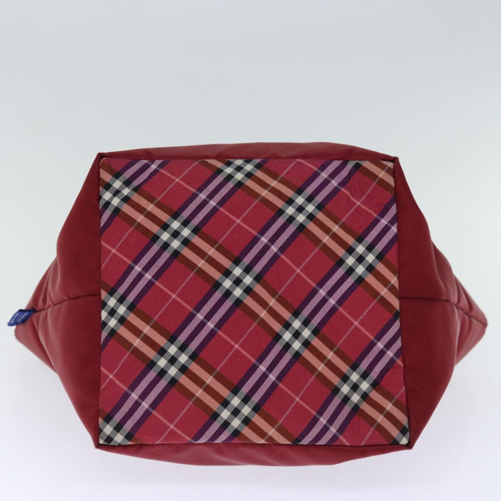 BURBERRY Nova Check Blue Label Tote Bag Nylon Red Auth bs14255