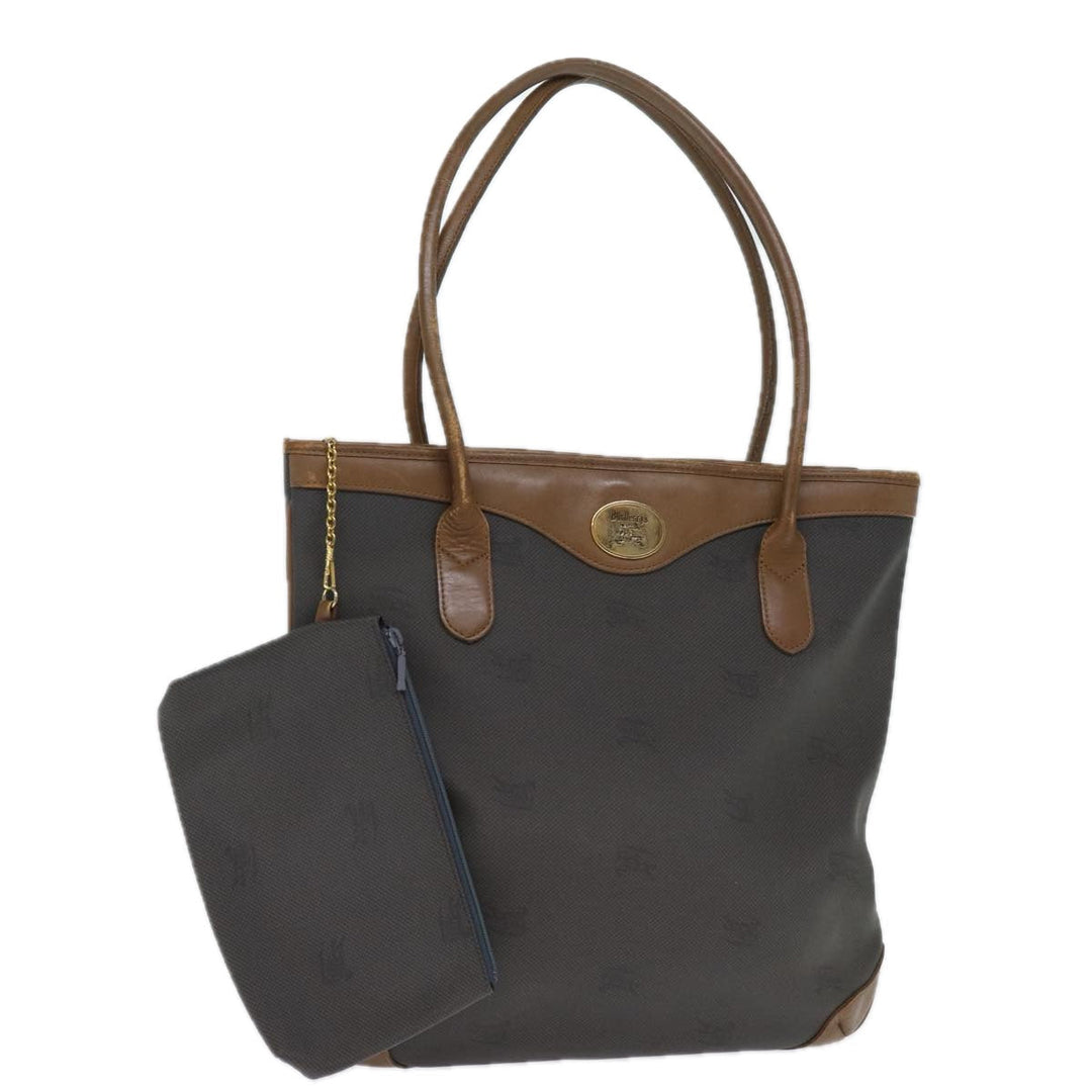 BURBERRYSs Tote Bag PVC Leather Gray Auth bs14278