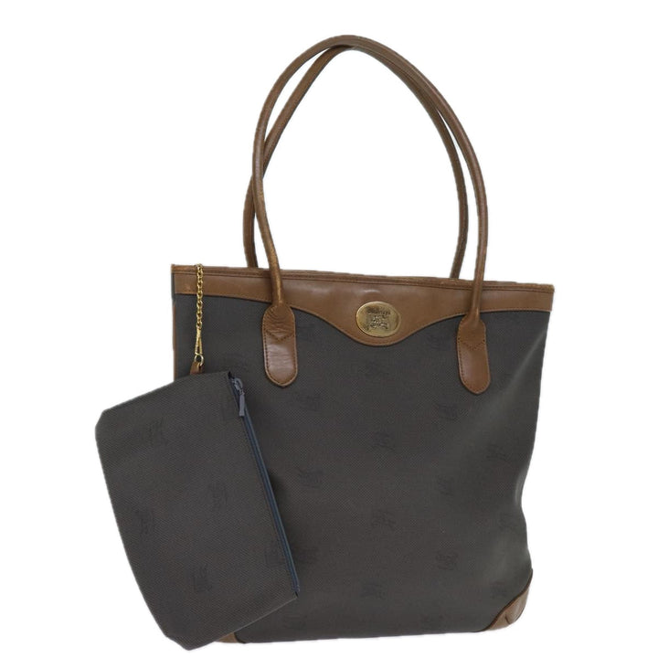 BURBERRYSs Tote Bag PVC Leather Gray Auth bs14278