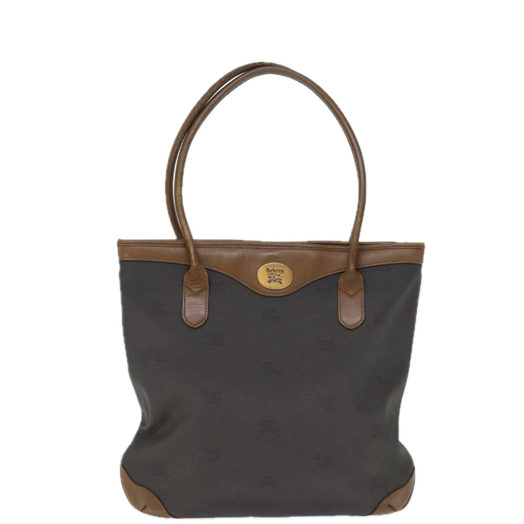 BURBERRYSs Tote Bag PVC Leather Gray Auth bs14278