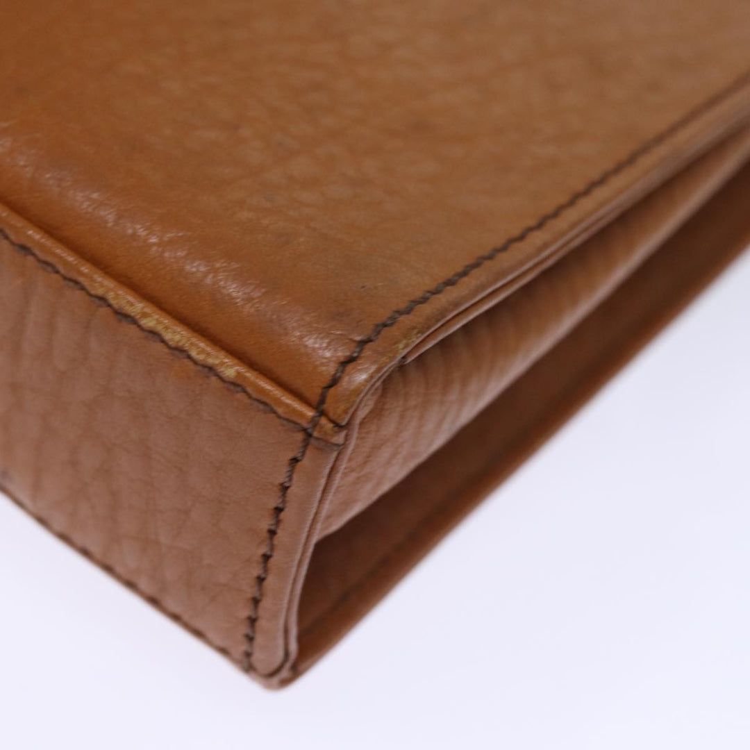 BurberrySs Clutch Bag Leather Brown Auth bs14286