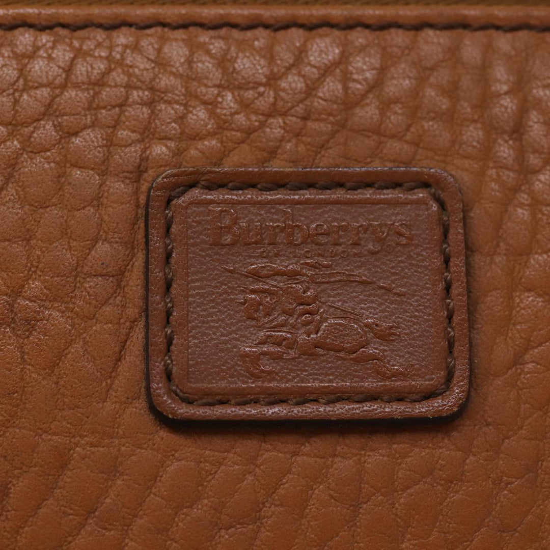 BurberrySs Clutch Bag Leather Brown Auth bs14286