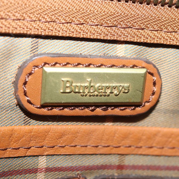 BurberrySs Clutch Bag Leather Brown Auth bs14286