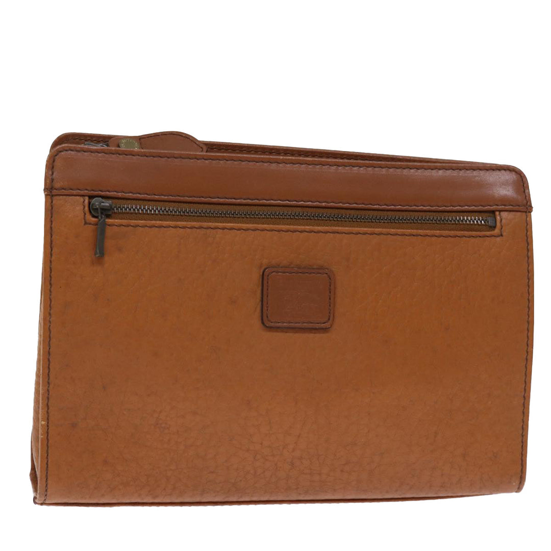BurberrySs Clutch Bag Leather Brown Auth bs14286