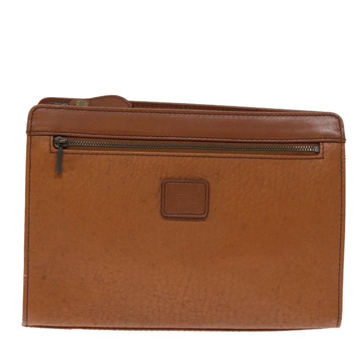 BurberrySs Clutch Bag Leather Brown Auth bs14286