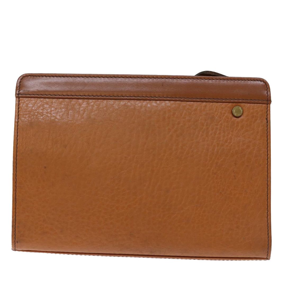 BurberrySs Clutch Bag Leather Brown Auth bs14286