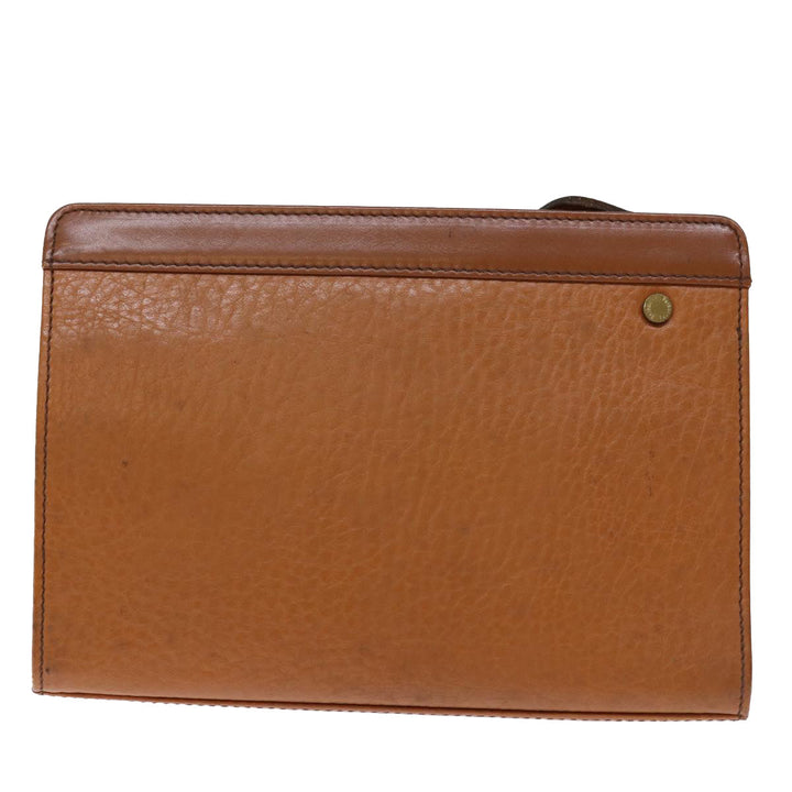 BurberrySs Clutch Bag Leather Brown Auth bs14286