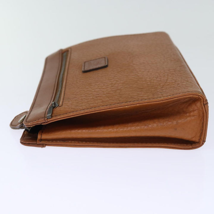BurberrySs Clutch Bag Leather Brown Auth bs14286