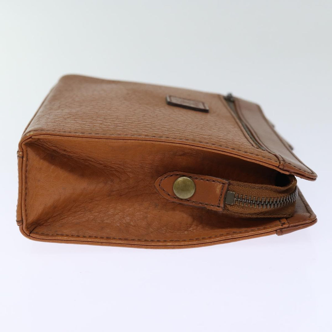 BurberrySs Clutch Bag Leather Brown Auth bs14286