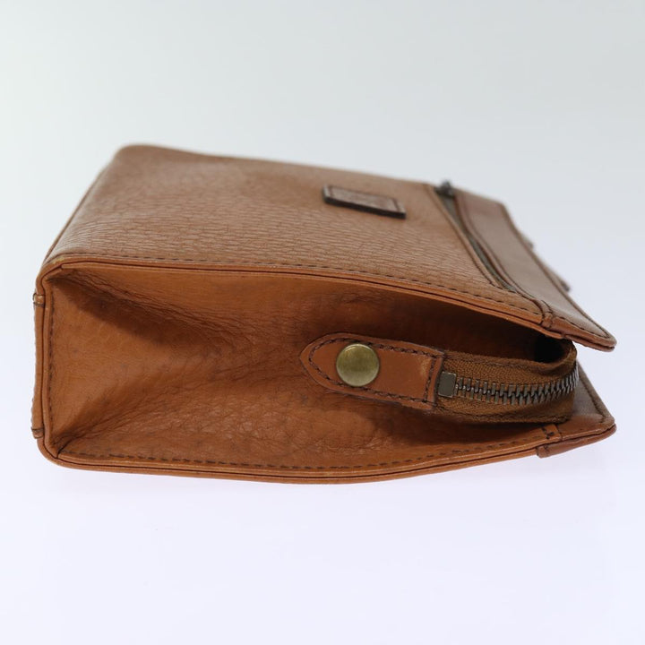 BurberrySs Clutch Bag Leather Brown Auth bs14286