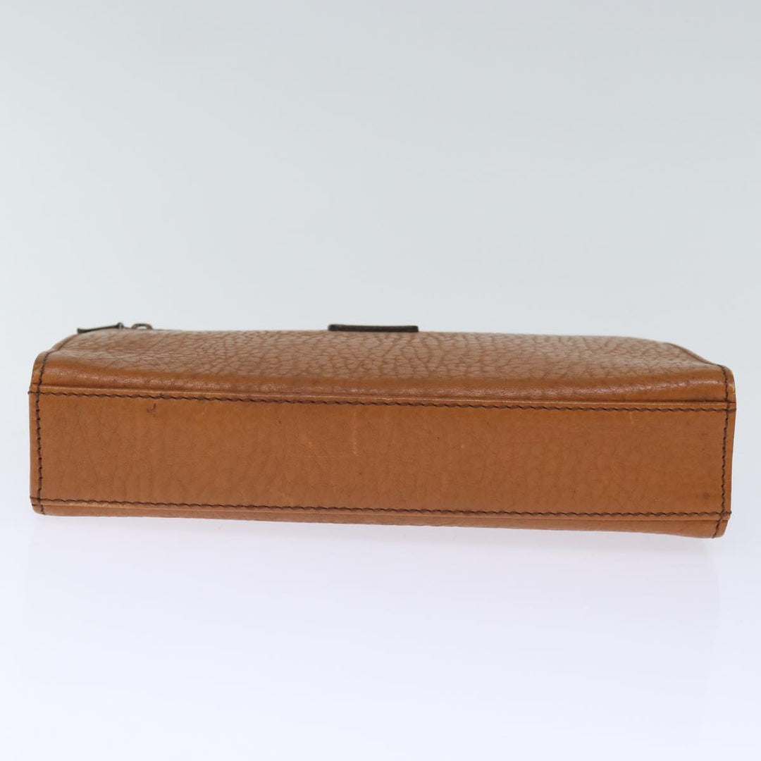 BurberrySs Clutch Bag Leather Brown Auth bs14286