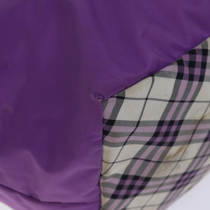 BurberrySs Nova Check Blue Label Tote Bag Nylon Purple Auth bs14287