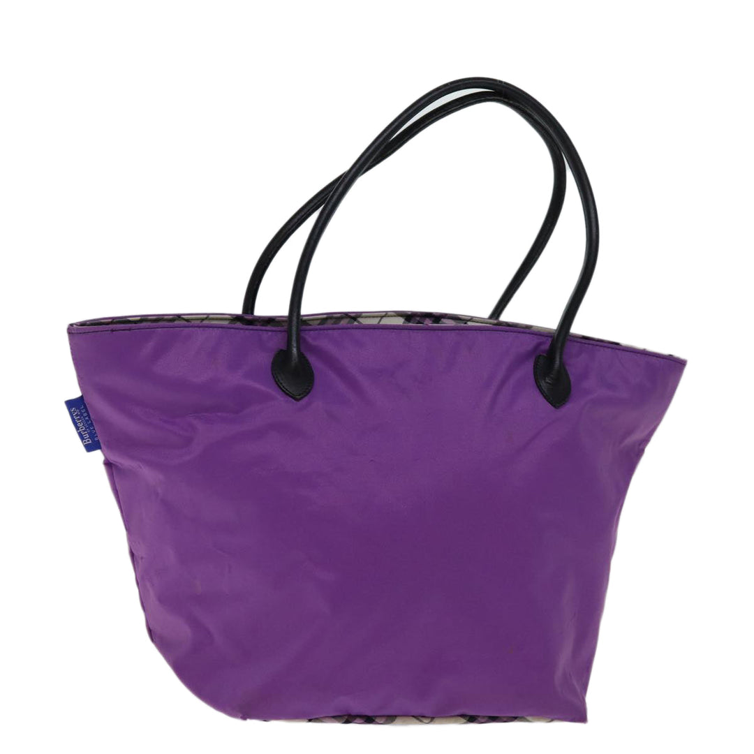 BurberrySs Nova Check Blue Label Tote Bag Nylon Purple Auth bs14287