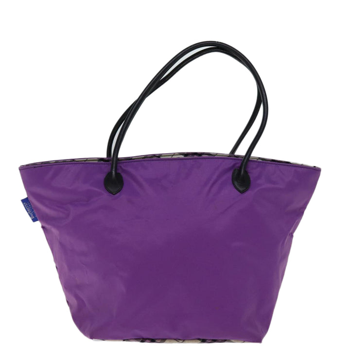 BurberrySs Nova Check Blue Label Tote Bag Nylon Purple Auth bs14287