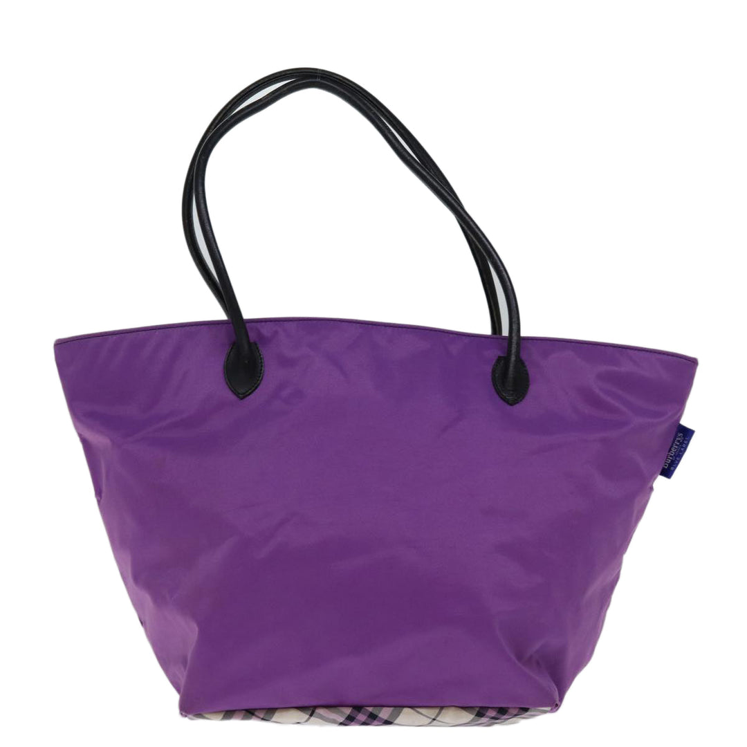 BurberrySs Nova Check Blue Label Tote Bag Nylon Purple Auth bs14287