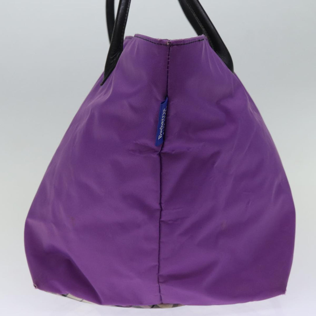 BurberrySs Nova Check Blue Label Tote Bag Nylon Purple Auth bs14287